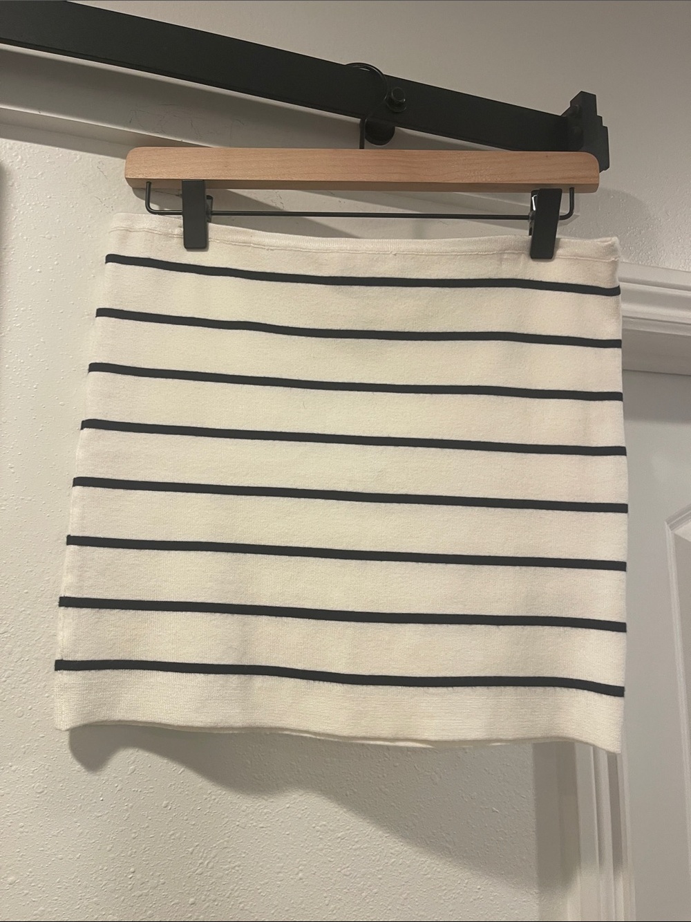 Caroline Constas White Mini Skirt with Black Stripes